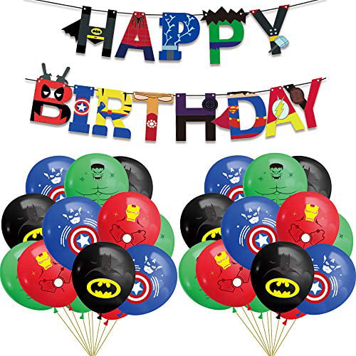 24PCS Superhero Balloons 12inch Latex Balloons Superhero Party Favors for Kids Birthday Party Decorations 
